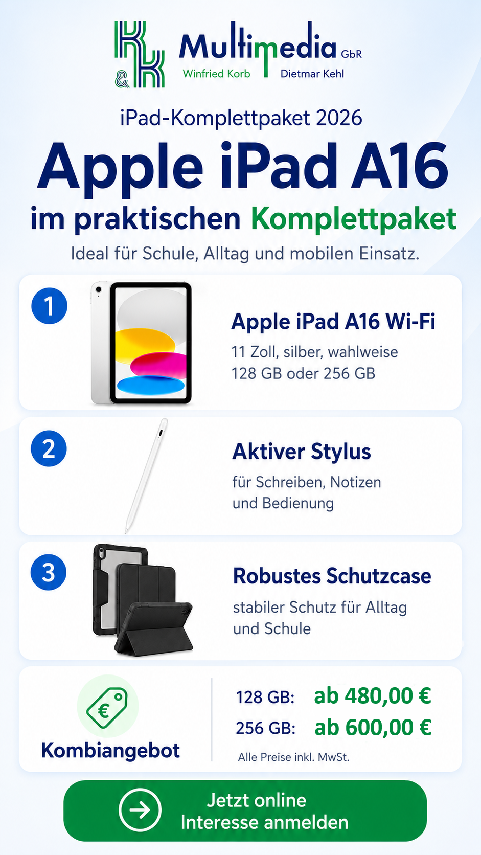 Flyer zum iPad-Kombiangebot von K&K Multimedia
