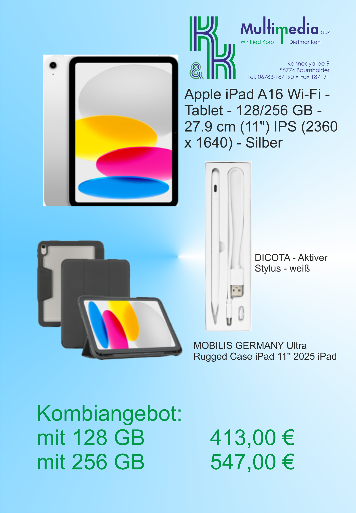 Flyer zum iPad-Kombiangebot von K&K Multimedia